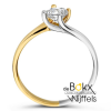 Gouden ring in geel en wit goud met een grote zirkonia steen maat 54 - 600690 Gouden ring in geel en wit goud met een grote zirkonia steen maat 54 - 600690