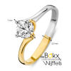 Gouden ring in geel en wit goud met een grote zirkonia steen maat 54 - 600690 Gouden ring in geel en wit goud met een grote zirkonia steen maat 54 - 600690