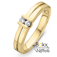 Geel gouden ring met twee diamanten maat 54 - 600691 Geel gouden ring met twee diamanten maat 54 - 600691