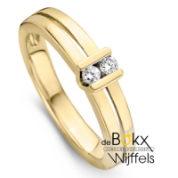 Geel gouden ring met twee diamanten maat 54 - 600691 Geel gouden ring met twee diamanten maat 54 - 600691