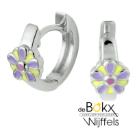 oorringen zilver met bloem en emaille kinderen - 600699 oorringen zilver met bloem en emaille kinderen - 600699