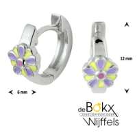 oorringen zilver met bloem en emaille kinderen - 600699 oorringen zilver met bloem en emaille kinderen - 600699