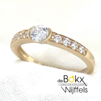 geel gouden ring met zirkonia maat 52 - 600709 geel gouden ring met zirkonia maat 52 - 600709