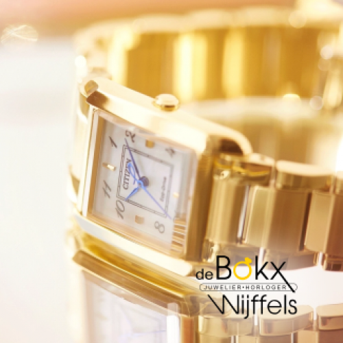 citizen dames horloge rechthoekig goudkleurig EW5602-81D - 600714 citizen dames horloge rechthoekig goudkleurig EW5602-81D - 600714