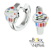 oorringen zilver met cupcake en gekleurde emialle 12.5mm - 600731 oorringen zilver met cupcake en gekleurde emialle 12.5mm - 600731