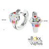 oorringen zilver met cupcake en gekleurde emialle 12.5mm - 600731 oorringen zilver met cupcake en gekleurde emialle 12.5mm - 600731