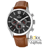 festina heren zwart timeless chronograph leer horloge armband f20542/6 - 600740 festina heren zwart timeless chronograph leer horloge armband f20542/6 - 600740