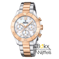 festina dames horloge staal en roze kleurig boyfriend collectie F20605-1 - 600742 festina dames horloge staal en roze kleurig boyfriend collectie F20605-1 - 600742