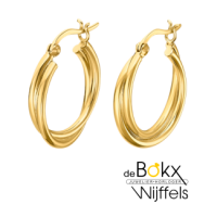 Goudkleurige zilveren oorringen 21mm groot - 600767