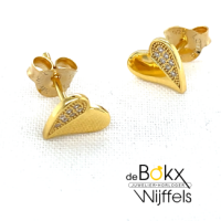 goudkleurige hartjes oorknoppen met steentjes - 600772 goudkleurige hartjes oorknoppen met steentjes - 600772
