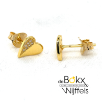 goudkleurige hartjes oorknoppen met steentjes - 600772 goudkleurige hartjes oorknoppen met steentjes - 600772