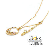 cirkel hanger met hartjes en steentjes goudkleur met ketting 42+3cm - 600775 cirkel hanger met hartjes en steentjes goudkleur met ketting 42+3cm - 600775