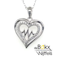 ketting met hanger  Lotus zilver hartje met hardslag in het midden - 600797 ketting met hanger  Lotus zilver hartje met hardslag in het midden - 600797