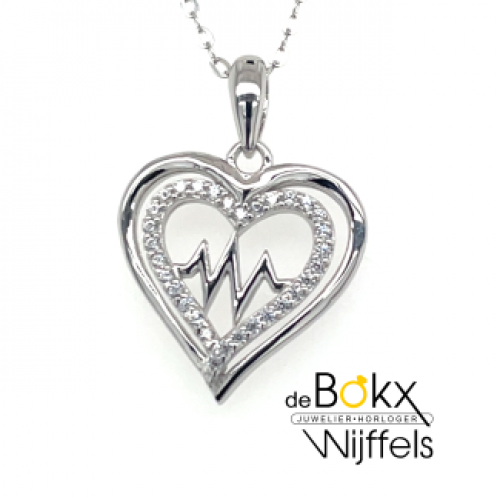 ketting met hanger Lotus zilver hartje met hardslag in het midden - 600797 ketting met hanger Lotus zilver hartje met hardslag in het midden - 600797