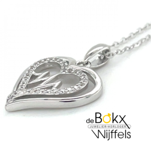 ketting met hanger Lotus zilver hartje met hardslag in het midden - 600797 ketting met hanger Lotus zilver hartje met hardslag in het midden - 600797