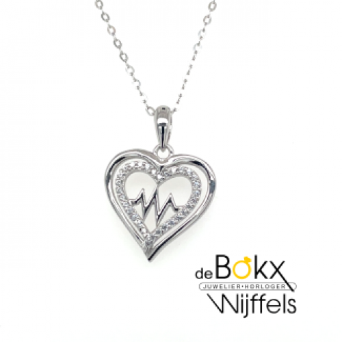 ketting met hanger Lotus zilver hartje met hardslag in het midden - 600797 ketting met hanger Lotus zilver hartje met hardslag in het midden - 600797