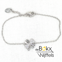 armband Lotus in zilver met een klavertje vier in het midden 16 tot 19.5cm - 600801 armband Lotus in zilver met een klavertje vier in het midden 16 tot 19.5cm - 600801