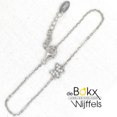 Armband van Lotus in zilver met een vlinder ertussen 16,5 tot 20 cm - 600803 Armband van Lotus in zilver met een vlinder ertussen 16,5 tot 20 cm - 600803