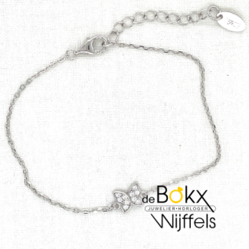 Armband van Lotus in zilver met een vlinder ertussen 16,5 tot 20 cm - 600803 Armband van Lotus in zilver met een vlinder ertussen 16,5 tot 20 cm - 600803