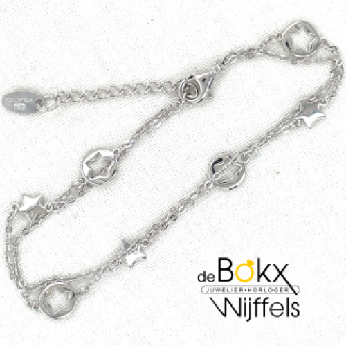 Armband met sterretjes van Lotus in zilver 16 -19cm - 600804 Armband met sterretjes van Lotus in zilver 16 -19cm - 600804