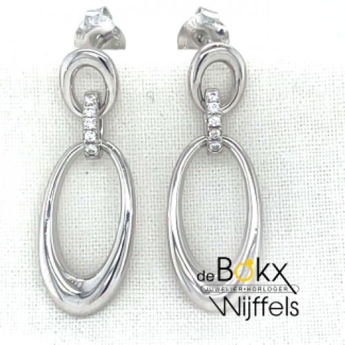 oorknop hangers van Lotus zilver met cirkels 30mm - 600808 oorknop hangers van Lotus zilver met cirkels 30mm - 600808