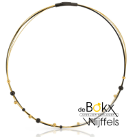ketting LIV  met kleine bolletjes zwart en goud kleurig - 600817 ketting LIV  met kleine bolletjes zwart en goud kleurig - 600817