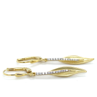 gouden oorhanger met zirkonia steentjes en fanse haken 38mm - 600833 gouden oorhanger met zirkonia steentjes en fanse haken 38mm - 600833