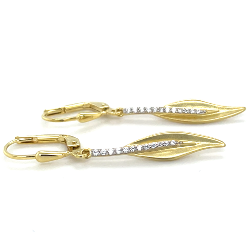 gouden oorhanger met zirkonia steentjes en fanse haken 38mm - 600833