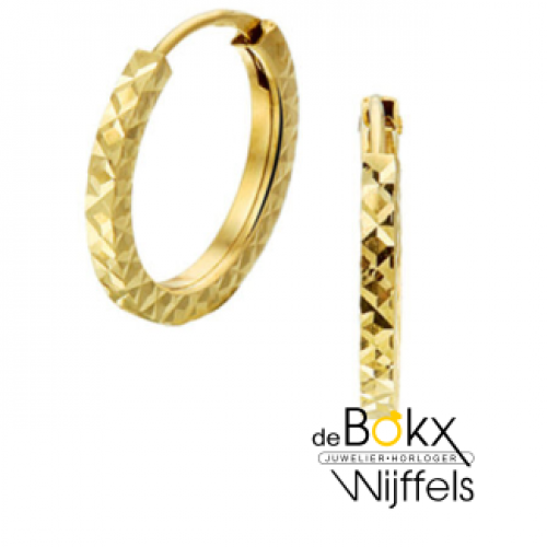 gouden oorringen 1,2 mm gediamanteerd 12mm - 600840 gouden oorringen 1,2 mm gediamanteerd 12mm - 600840