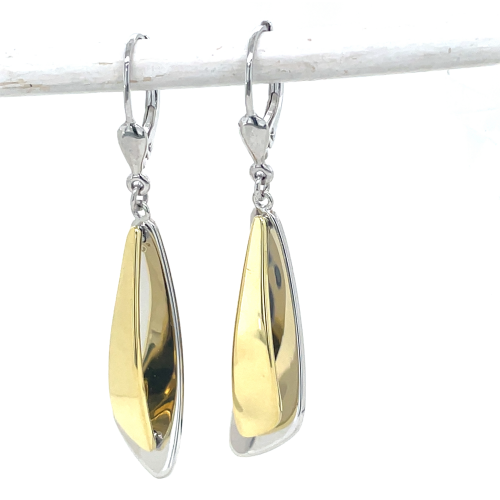 lange oorhangers in zilver met goud kleur - 600848