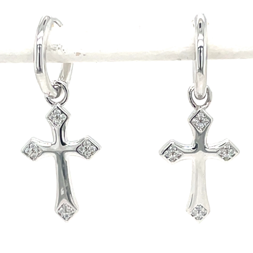 oorringen met kruisje in het zilver - 600980 oorringen met kruisje in het zilver - 600980