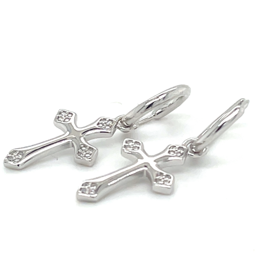 oorringen met kruisje in het zilver - 600980 oorringen met kruisje in het zilver - 600980
