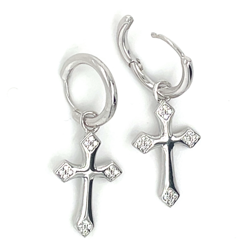 oorringen met kruisje in het zilver - 600980 oorringen met kruisje in het zilver - 600980