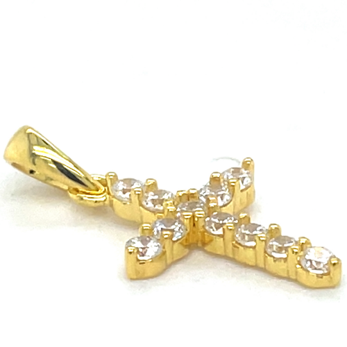 goudkleurig klein kruisje met zirkonia steentjes - 600981 goudkleurig klein kruisje met zirkonia steentjes - 600981