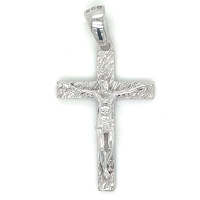 Ruw bewerkt kruisje in zilver met corpus. - 600982 Ruw bewerkt kruisje in zilver met corpus. - 600982