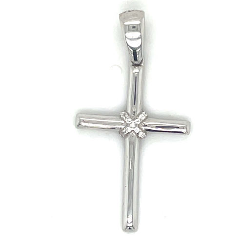 glimmend kruis in zilver met zirkonia steentjes in de vorm van een X - 600984 glimmend kruis in zilver met zirkonia steentjes in de vorm van een X - 600984