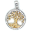 levensboom hanger in zilver en goudkleurig met zirkoia steentjes - 600985 levensboom hanger in zilver en goudkleurig met zirkoia steentjes - 600985