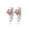 klapoorringen voor kinderen met emaille bloem en zirkonia 12 mm - 600986