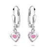 kinder oorhangers emaille hart brisur haak en zirkonia steentjes - 600988
