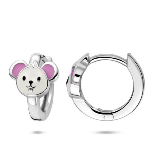 klapoorringen voor kinderen met emaille  met een muisje 10 mm - 600990