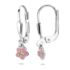 kinder oorhangers in zilver met emaille bloem, zikonia en brisur haak - 600991