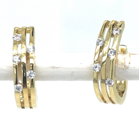 Gouden oorringen met zirkonia steentjes - 601003