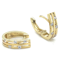 Gouden oorringen met zirkonia steentjes - 601003