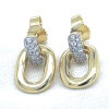 goudkleurige oorknoppen in zilver met zirkonia steentjes hangend - 601007