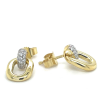 goudkleurige oorknoppen in zilver met zirkonia steentjes hangend - 601007