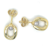 goudkleurige oorknoppen in zilver met zirkonia steentjes hangend - 601007