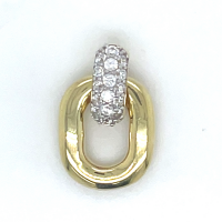 goudkleurige oorknoppen in zilver met zirkonia steentjes hangend - 601008 goudkleurige oorknoppen in zilver met zirkonia steentjes hangend - 601008