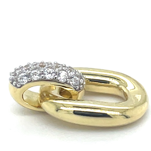 goudkleurige oorknoppen in zilver met zirkonia steentjes hangend - 601008 goudkleurige oorknoppen in zilver met zirkonia steentjes hangend - 601008