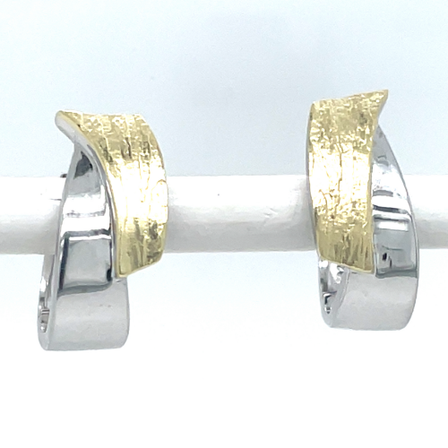 zilver en goudkleurige oorringen met een ruwe bewerking - 601009 zilver en goudkleurige oorringen met een ruwe bewerking - 601009