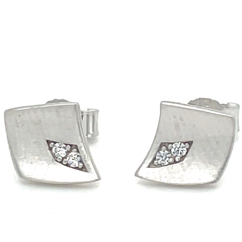 zilver oorknoppen vierhoek met zirkonia steentjes gemateerd - 601016 zilver oorknoppen vierhoek met zirkonia steentjes gemateerd - 601016